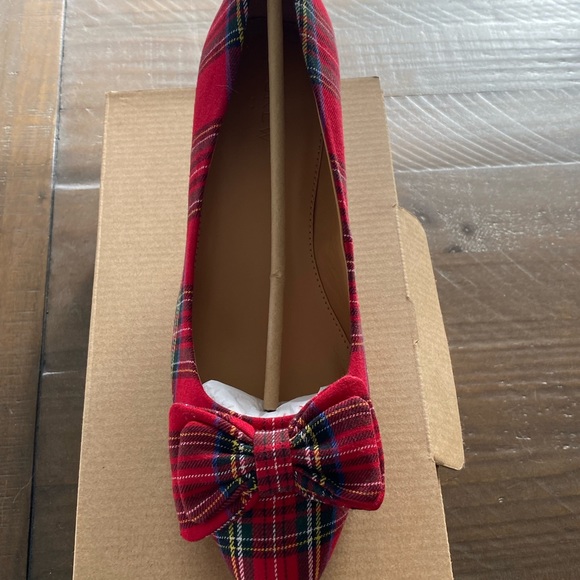 Brand NEW- J.Crew Factory Esme tartan kitten heels with bow- RED!!! Size 8 - Picture 3 of 6